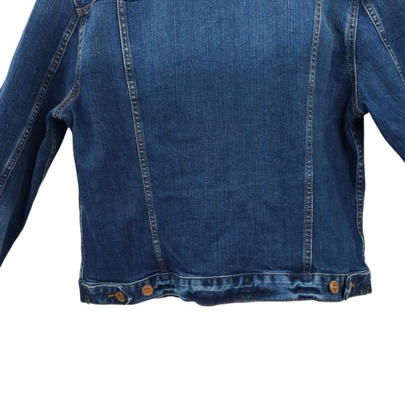 LOFT Denim Western Jacket Womens L Button Front Cropped Long Sleeve Pockets - Picture 13 of 16